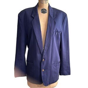 Vintage St. Jacques Blue Self Stripe Cotton/Viscose blend blazer size 36” chest